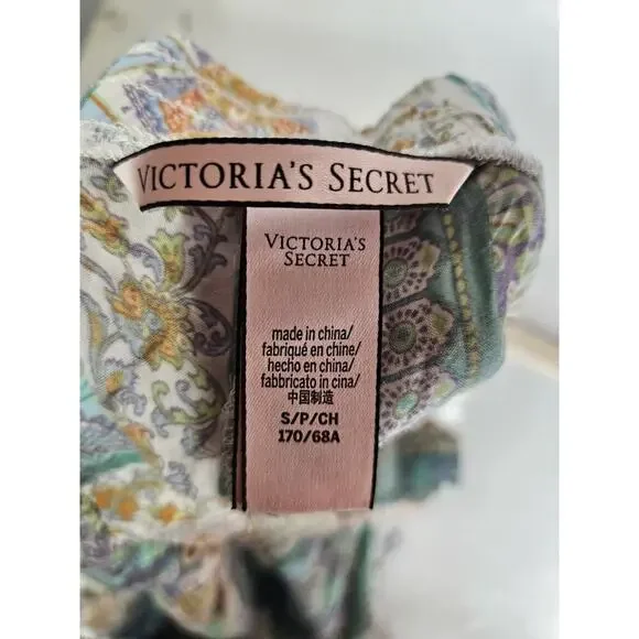 Victoria Secret Lounge Pants Womens Size XS Paisley Print Elastic Waist Wide - Picture 5 of 6